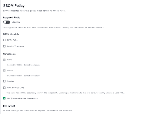 Setting up SBOM policies in FOSSA