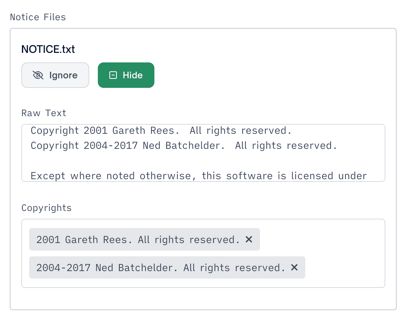 Example of a NOTICE file being reproduced