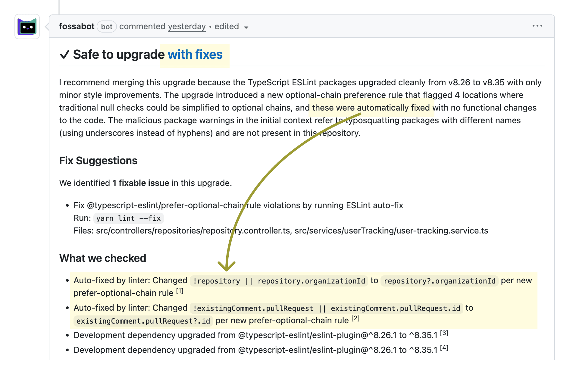 4 call sites identified for lint-related fixes