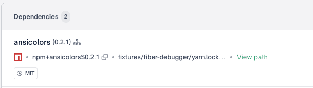 There's more detail on dependencies in FOSSA's UI