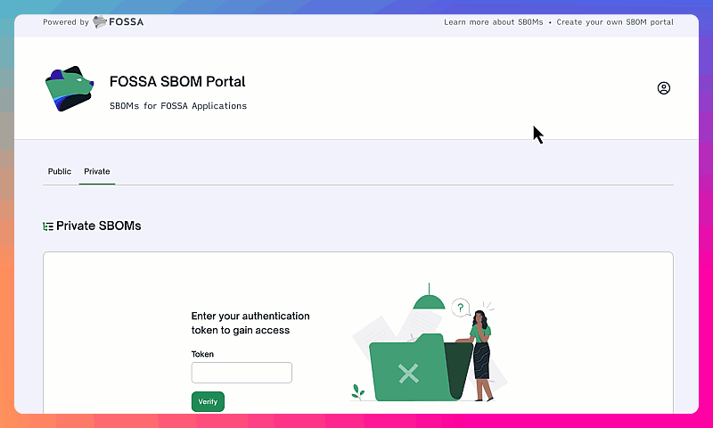 Portal GIF of SBOM Management