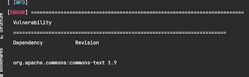 Command line output for fossa test