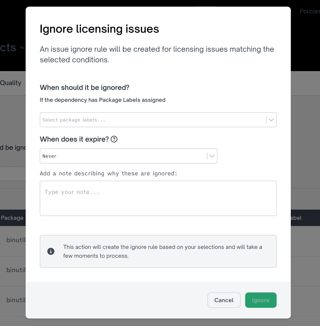 Ignoring Algorithm Operationalizing Exceptions with Time-Based Ignore Rules | FOSSA Blog