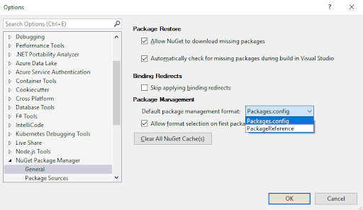 Selecting packages.config