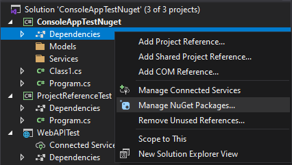 Adding or removing a NuGet package