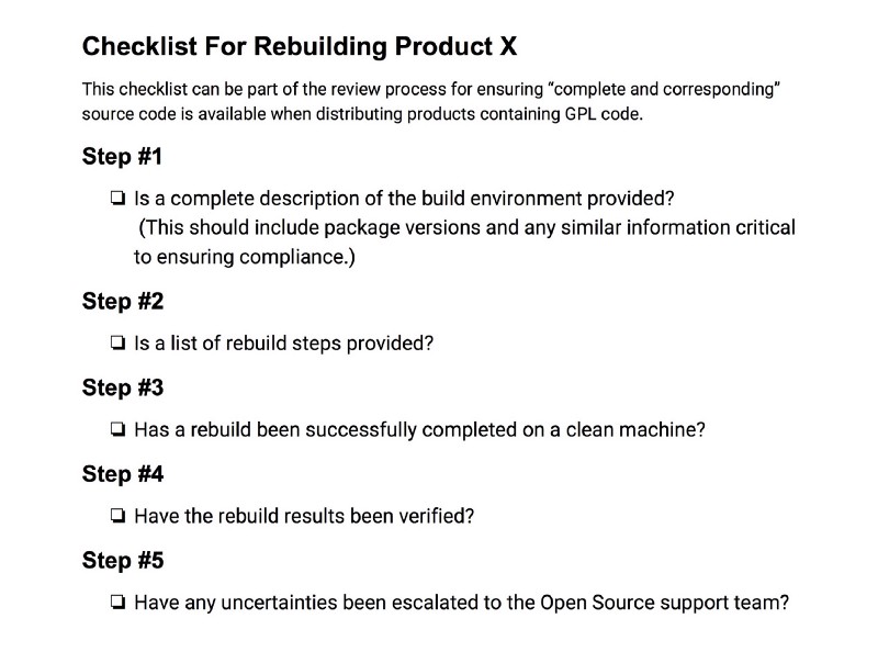 Checklist for rebuilding project X